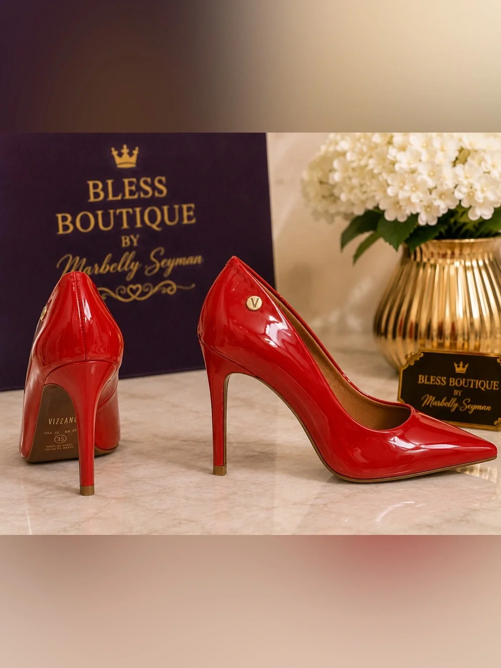 Vizzano Red Patent Leather Pointed-Toe Pumps | 4.5” Stiletto Heel | Size 10 US